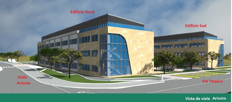 Rndering Vista da viale Ariosto Edificio Nord prima costruzione ad essere relizzata