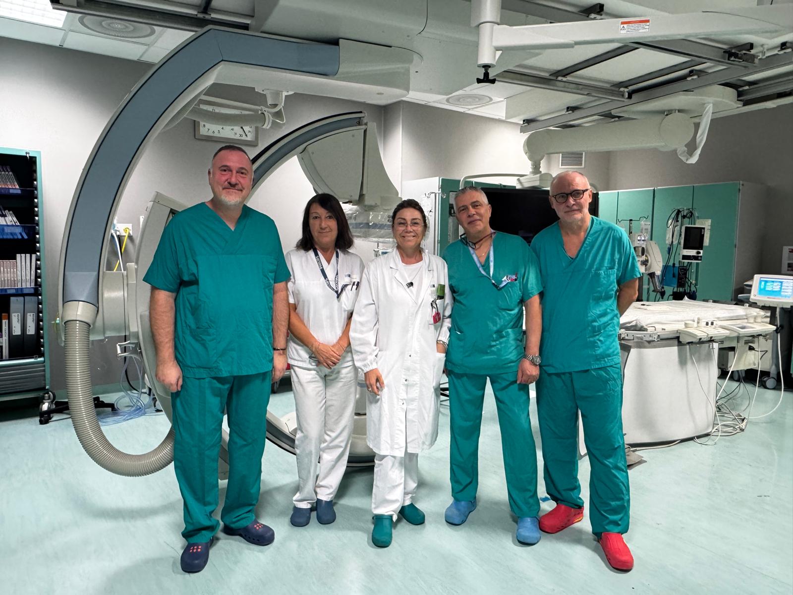 Foto da destra: i medici Nicola Musilli, Massimiliano Nieri, Anna Toso e gli infermieri Fabiola Salvicchi e Giuseppe Bovì