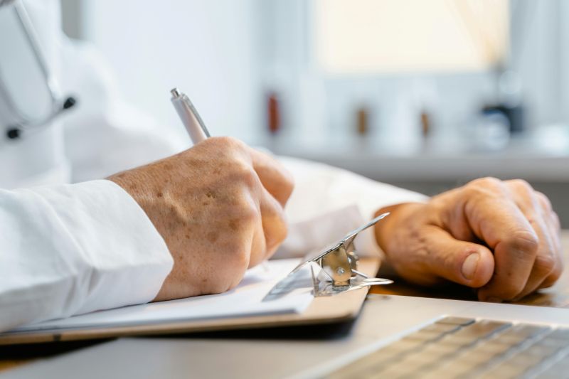  l'immagine di un medico che prescrive una visita/dei farmaci