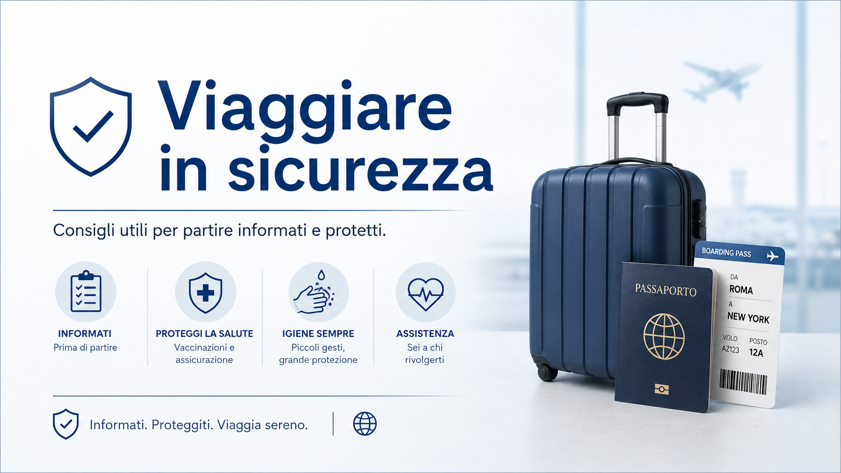Nella foto la locandina viaggiare  in sicurezza