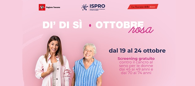 Locandina Banner della Campagna della Regione Toscana Dì di Sì Pink October 2026 screening oncologico al femminile