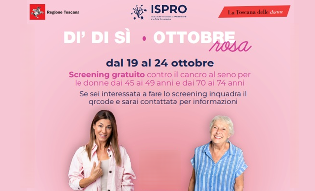 Locandina Banner della Campagna della Regione Toscana Dì di Sì Pink October 2026 screening oncologico al femminile